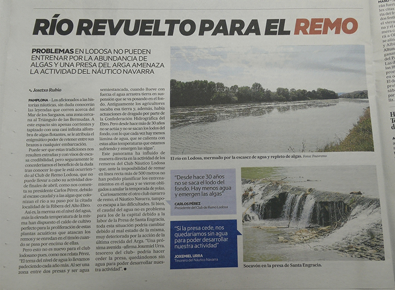 La prensa navarra se hace eco de los problemas del remo navarro